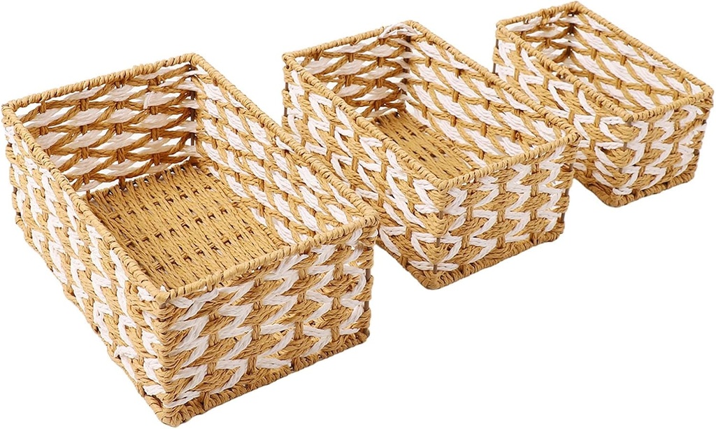 SET DE 3 CANASTAS YUTE P:20X10X11CM, M:24X11X14CM, G:28X12X18CM - SC11525 