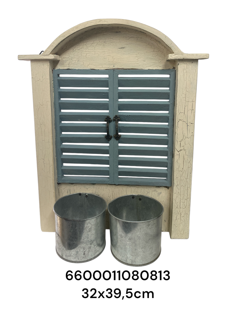 SC8081 VENTANA CON MACETAS MADERA 32X39.5CM