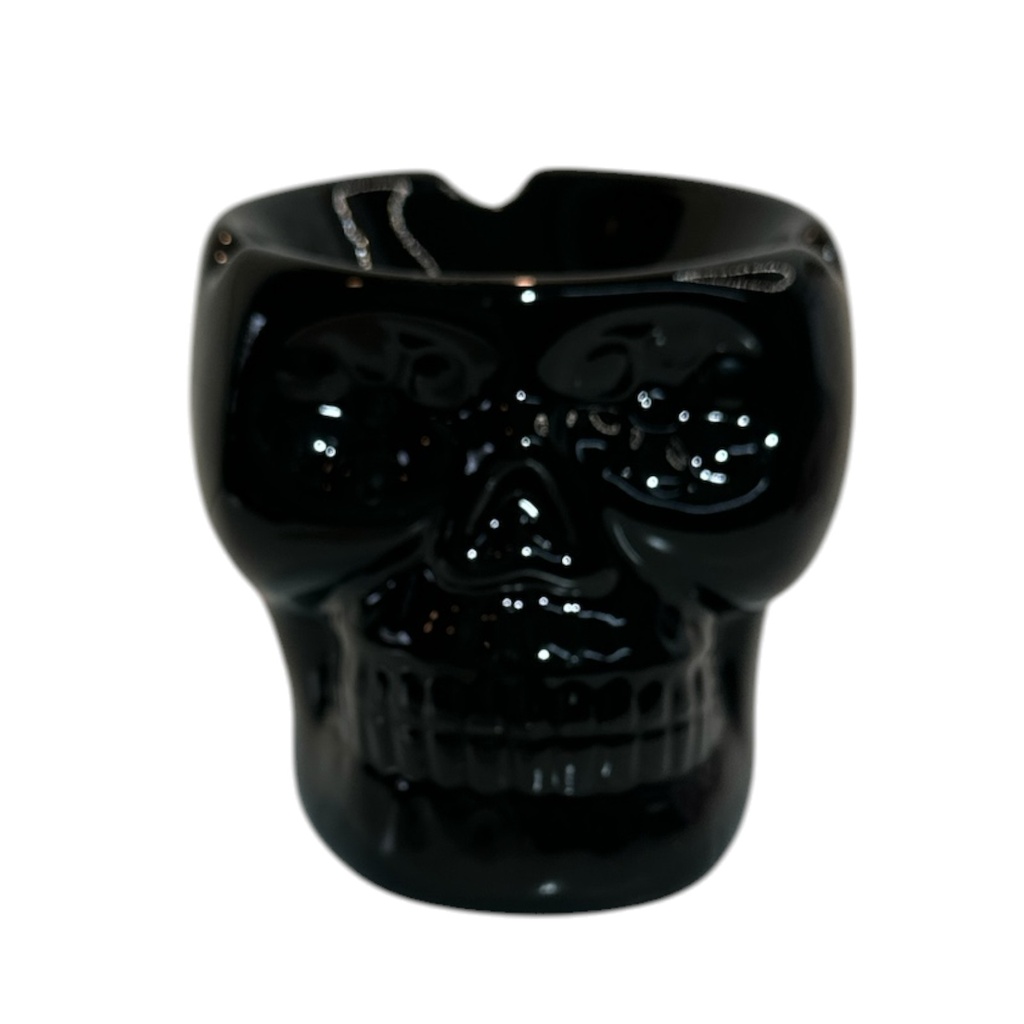 CENICERO CERAMICA CALAVERA NEGRA REF:ES24438 9X8CM