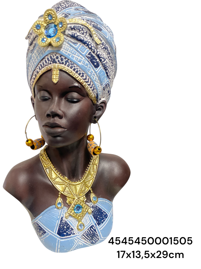 CS8020507 AFRICANA BUSTO CELESTE 17X13.5X29CM