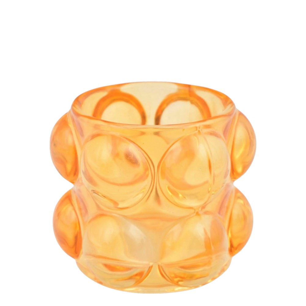 Candelabro de burbujas de cristal naranja caramelo, 7x7.5cm. LH030-2BR