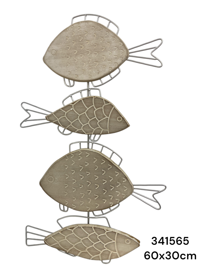 TG781986 COLGANTE DE MADERA PESCADOS 60X30CM