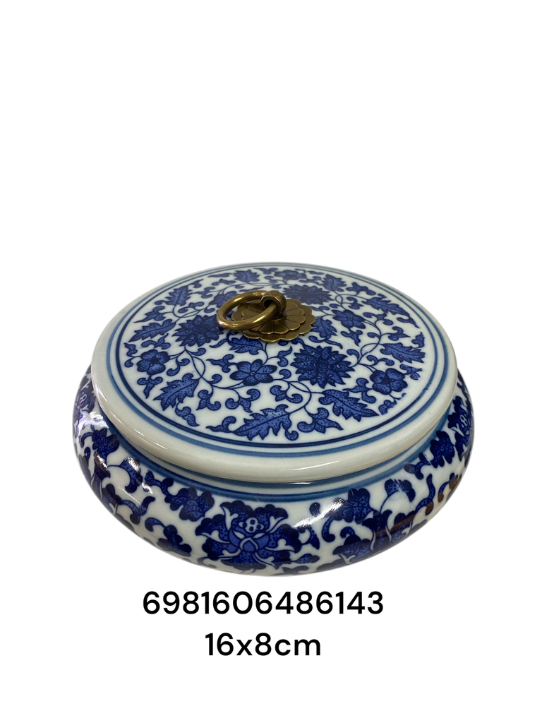 PT71-040 REDOMA BOMBONERA PORCELANA AZUL 16X8CM