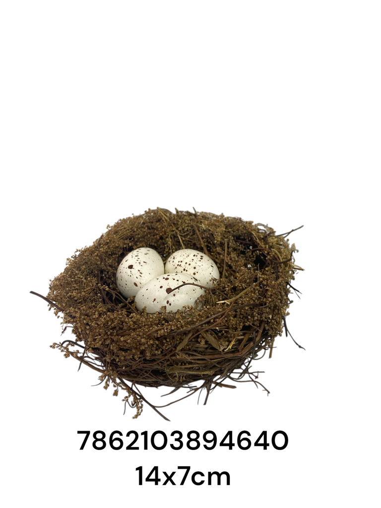 NIDO CON HUEVOS DECORATIVO 14X7CM 2199-A