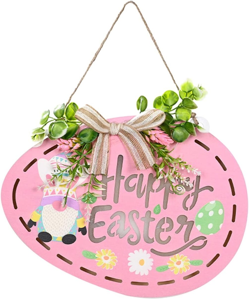 LETRERO CON LUZ HAPPY EASTER ROSADO 31X23CM