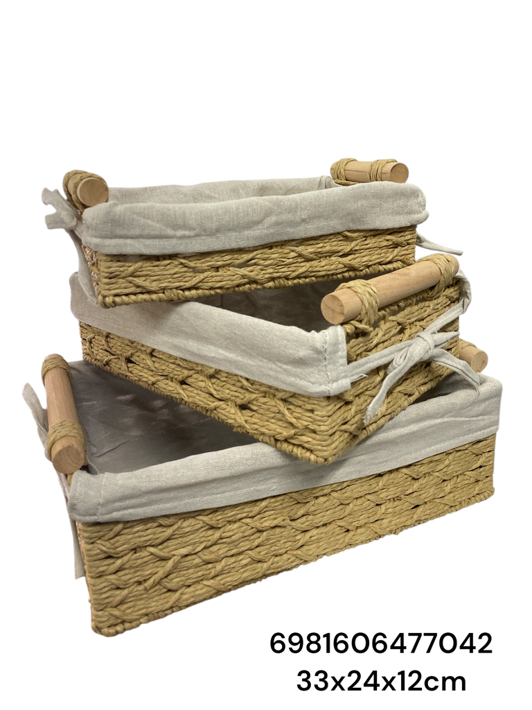 PT543 CESTA RECTANGULAR TEJIDA SETX3 33X24X12CM