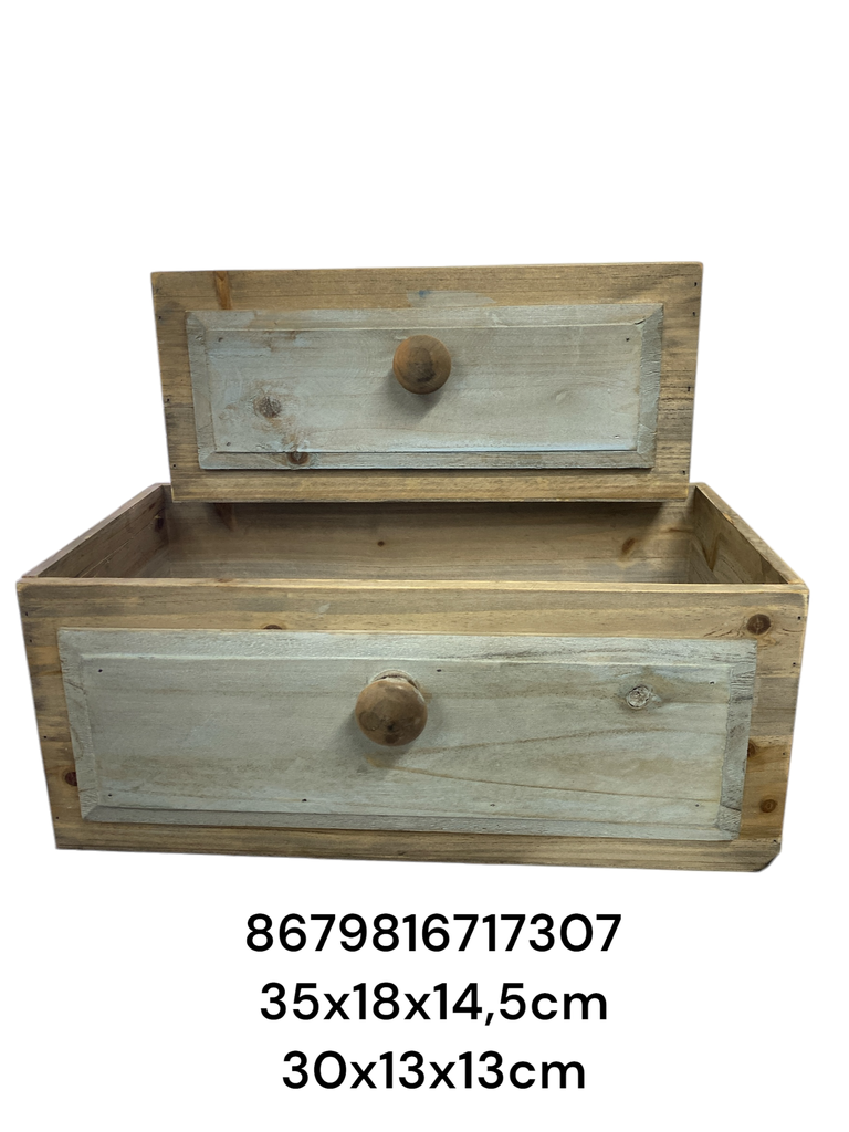 MACETA CAJON VINTAGE SETX2 35X18X14.5CM Y 30X13X13CM