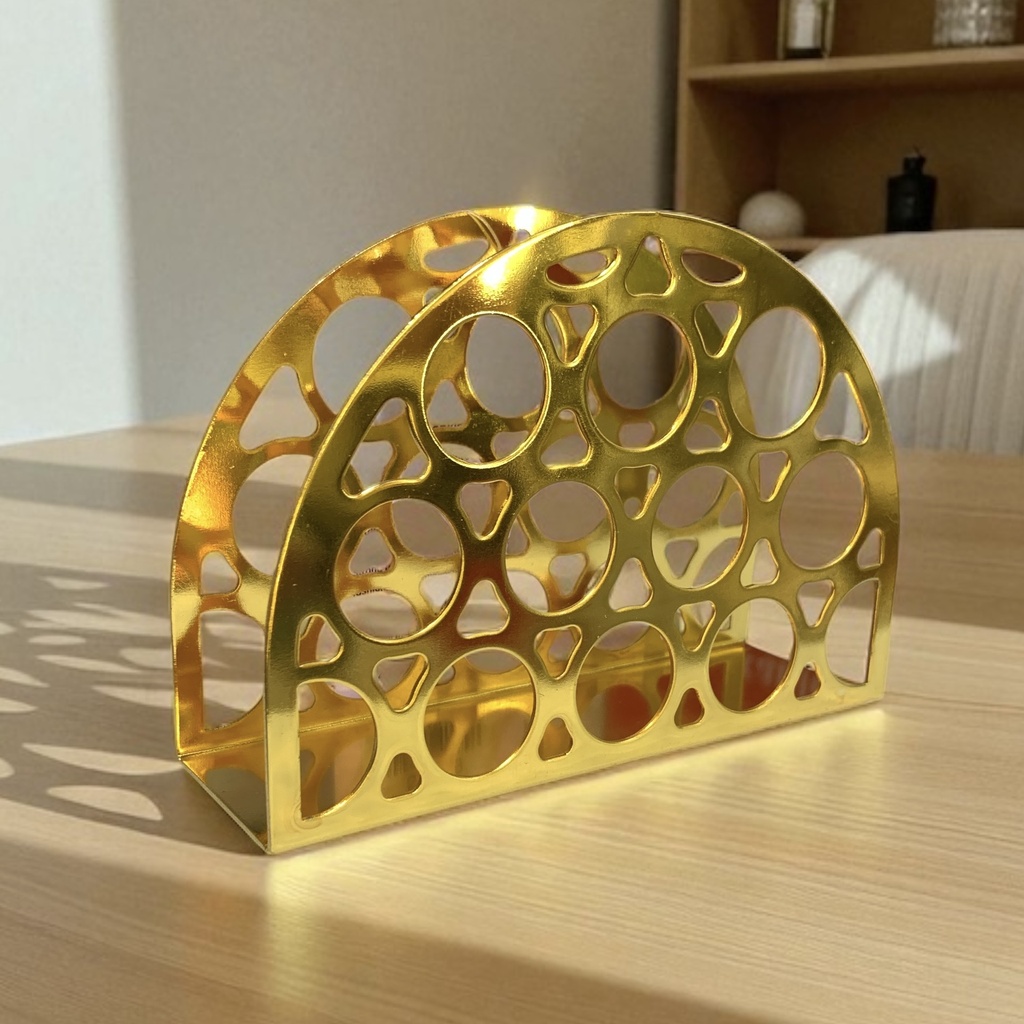 S40479 SERVILLETERO METALICO DORADO 13X9.5CM