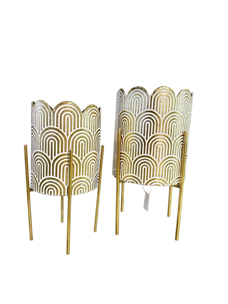 ES26272 MACETERO METALICO DORADO X 2 (47/40CM)