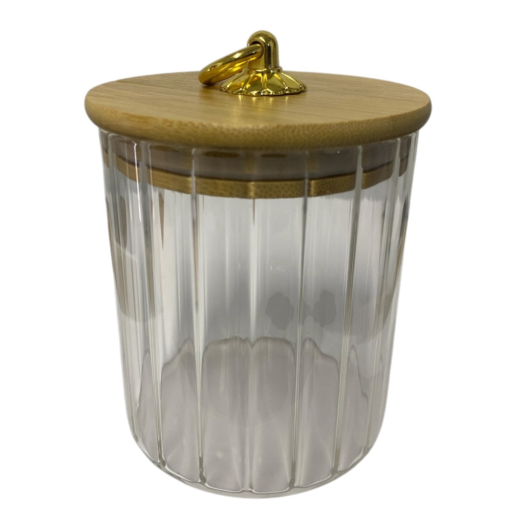 ENVASE DE VIDRIO TAPA DE BAMBU HERMETICO 9X11CM