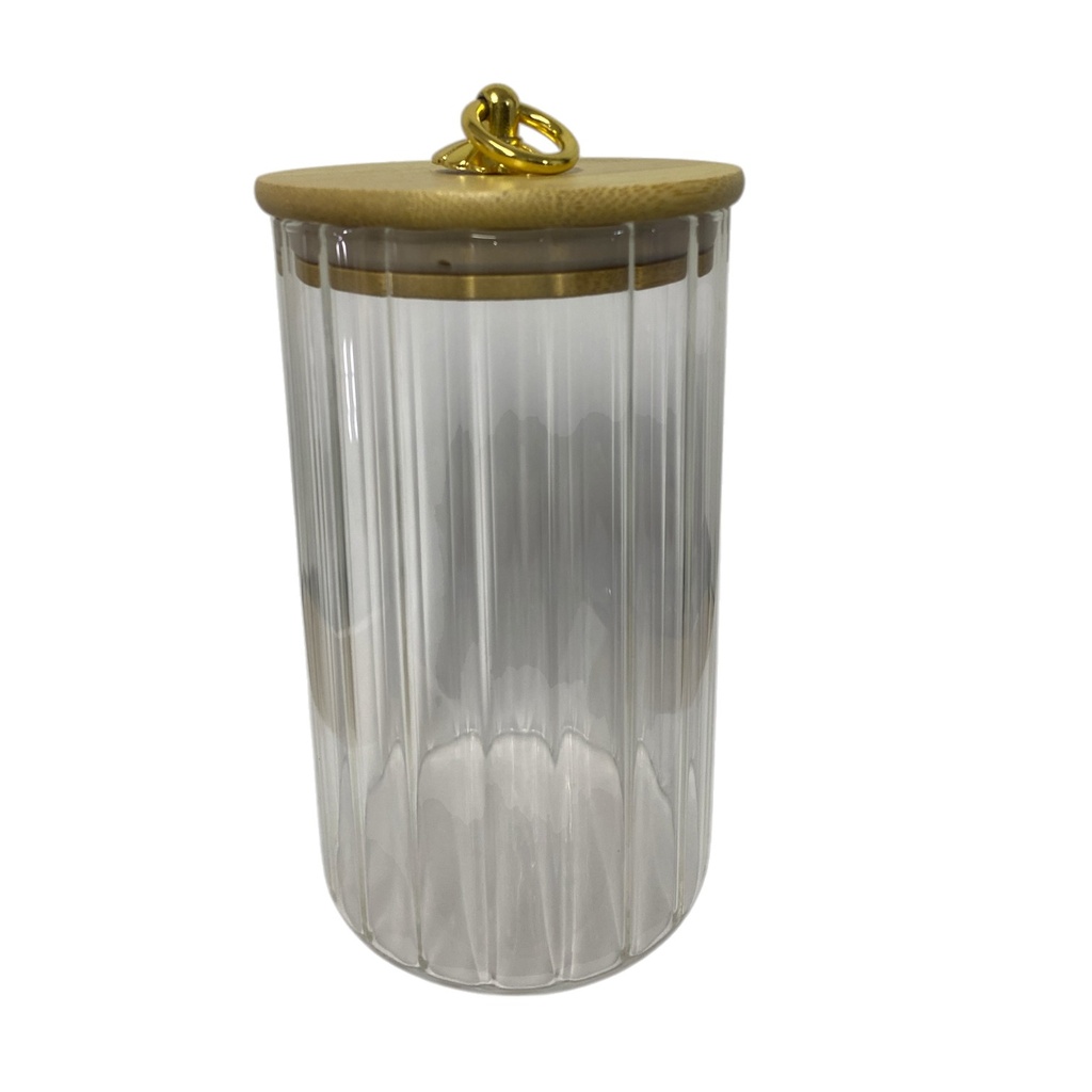 ENVASE DE VIDRIO CON TAPA HERMETICA BAMBU 9X16CM