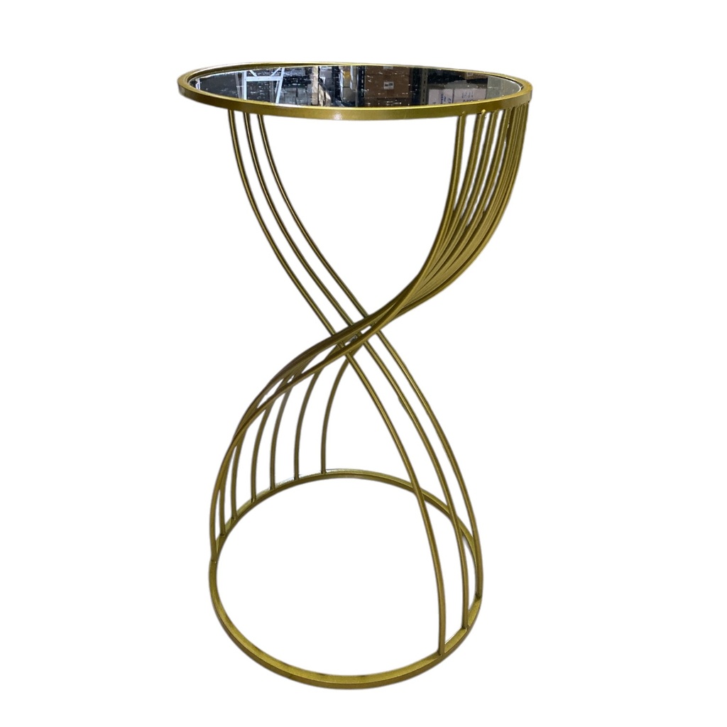 MESA ESQUINERA METALICA BASE DE ESPEJO, 38X68CM