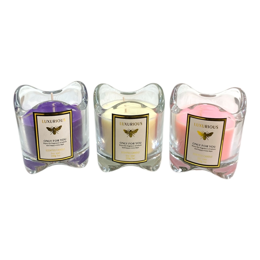 VELA AROMATICA CON CANDELABRO DE VIDRIO 7X7.5CM