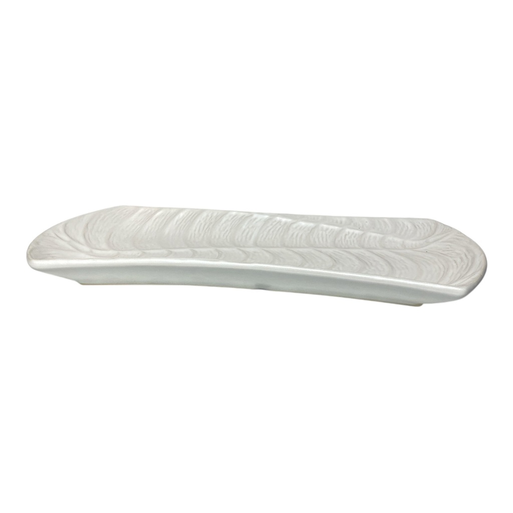 BANDEJA DE PORCELANA BLANCA VINTAGE 37X17CM