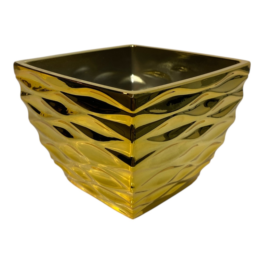 MACETA PVC DORADA DECOR 11X11X8 CM