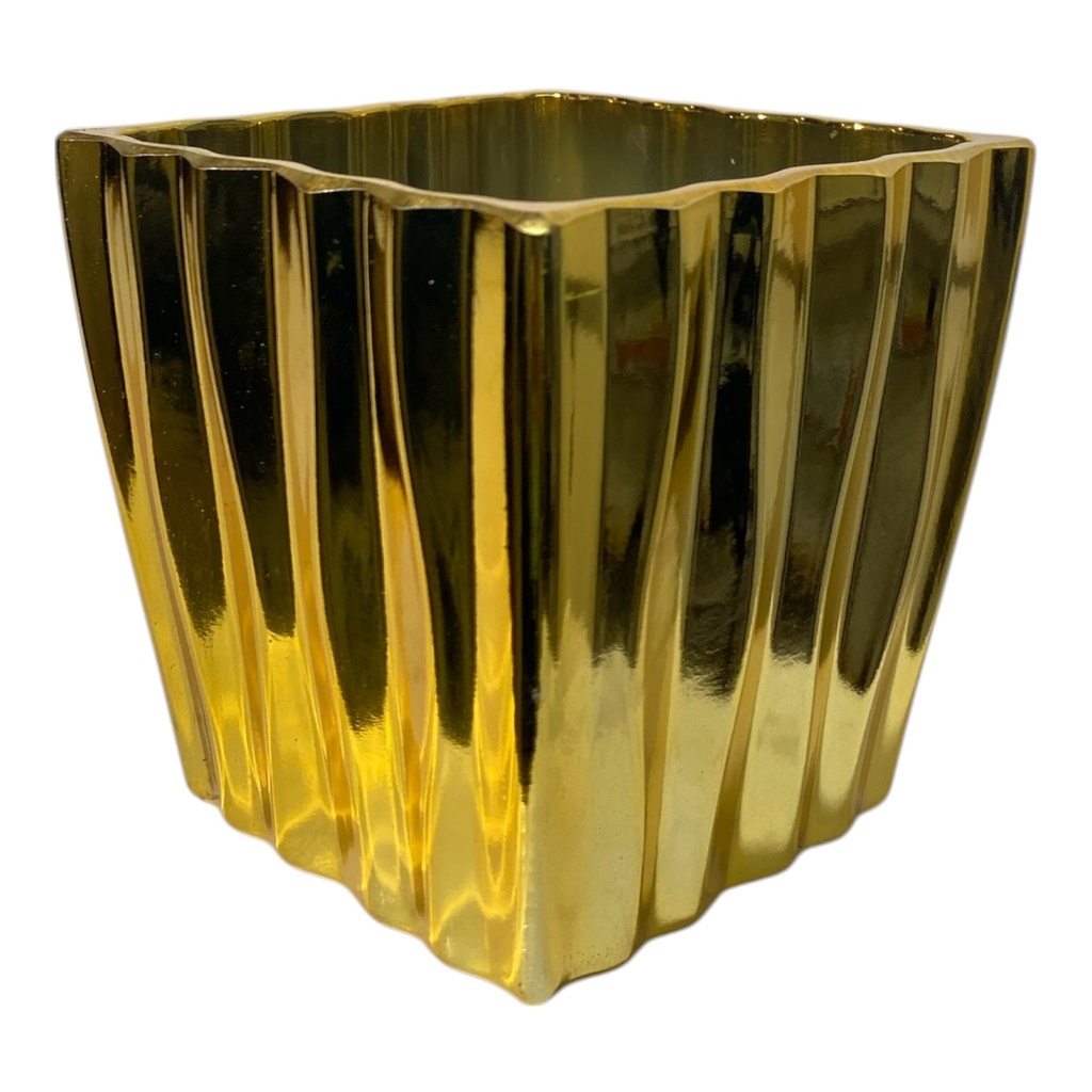 MACETA PVC DORADA O PLATEADA DECOR 10X10X9.5 CM