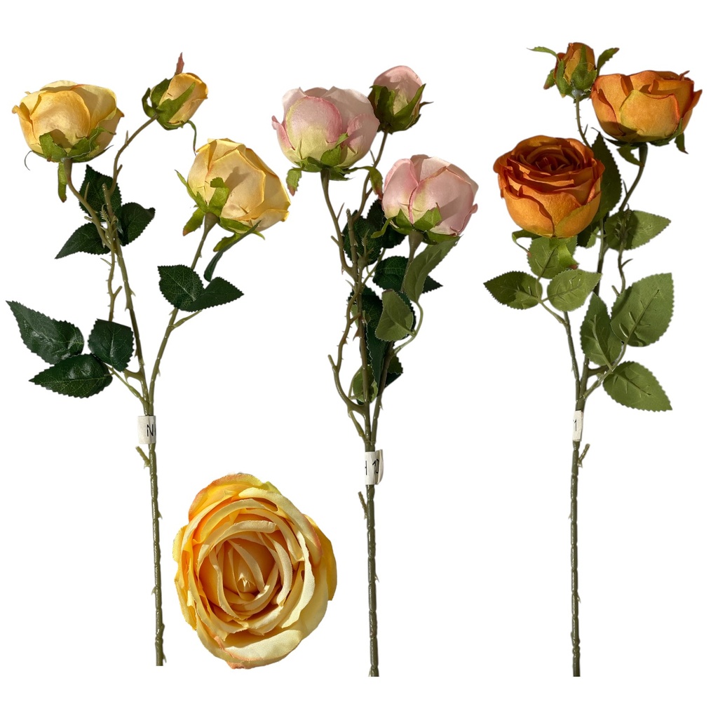 ROSAS 3 BOTONES 9CM ALTO 63CM