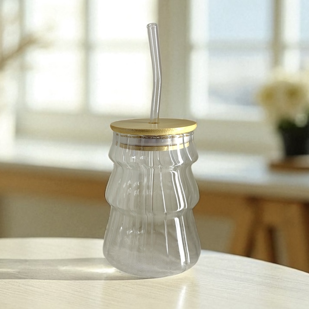 VASO DE CRISTAL HERMETICO C/SORBETE 12.5*9CM