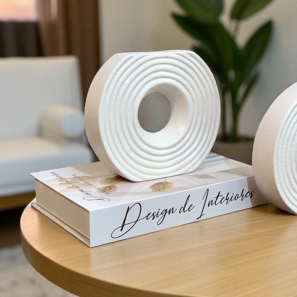 FLORERO CERAMICA BLANCO EN DONA16X19CM REF:SAN4778