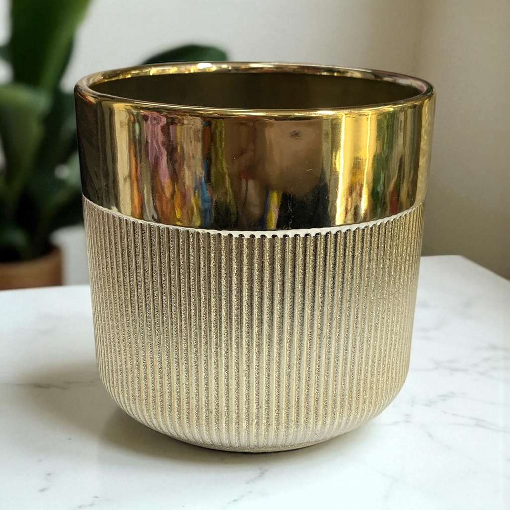 MACETA LINEAS CHAMPANE 13*13.5CM