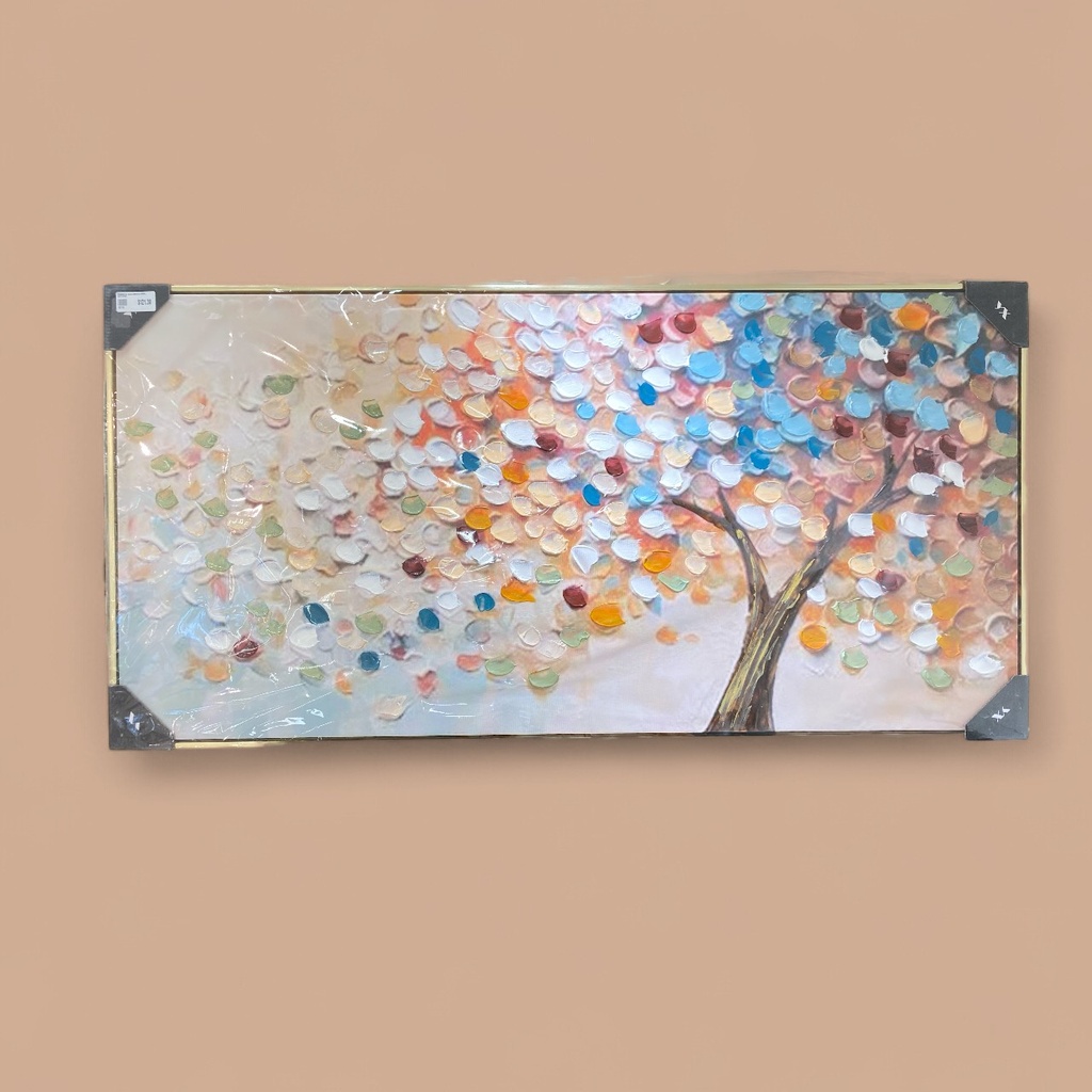 CUADRO AL OLEO C/MARCO ARBOL 60X120CM
