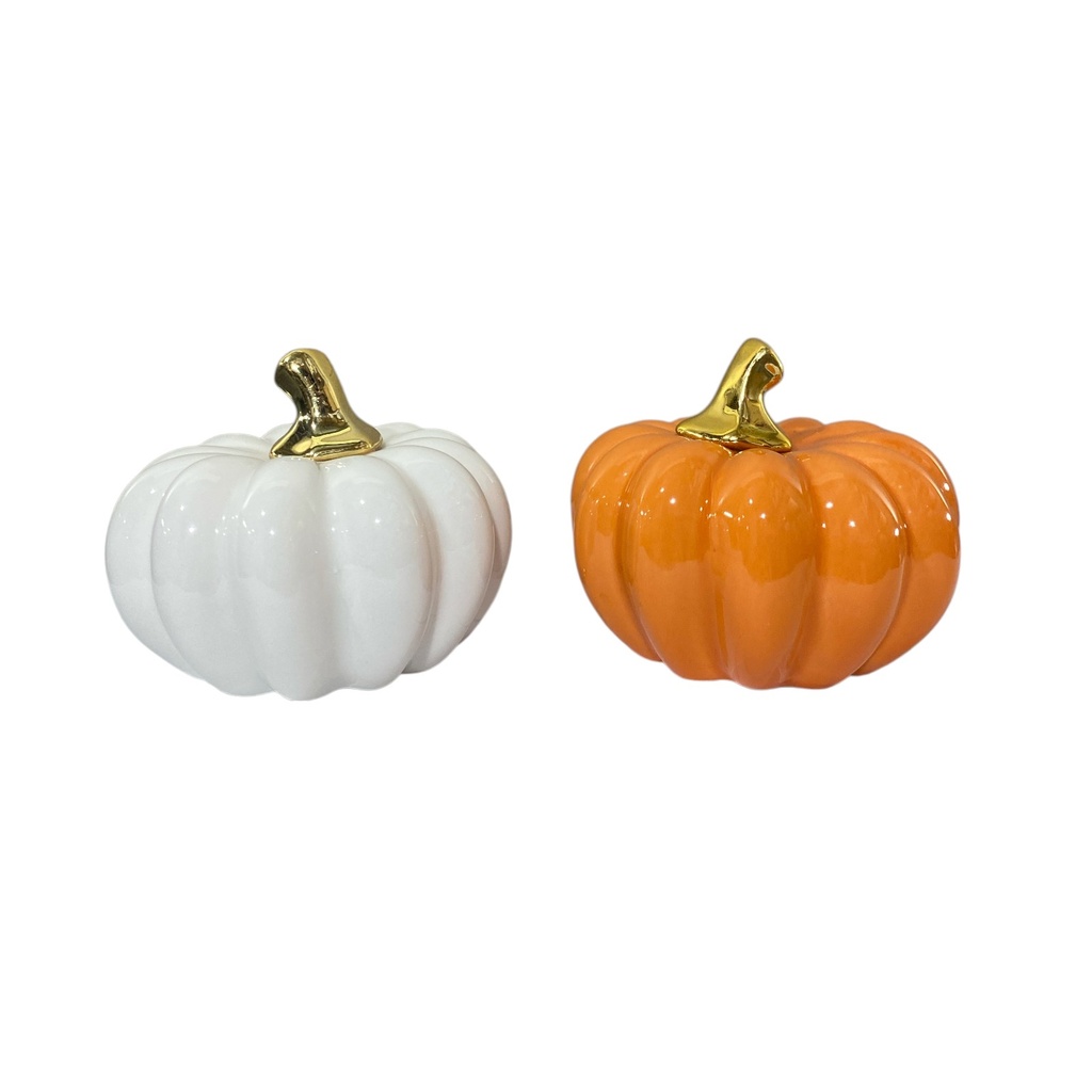 CALABAZA DE PORCELANA DOS COLORES,       8X10 CM