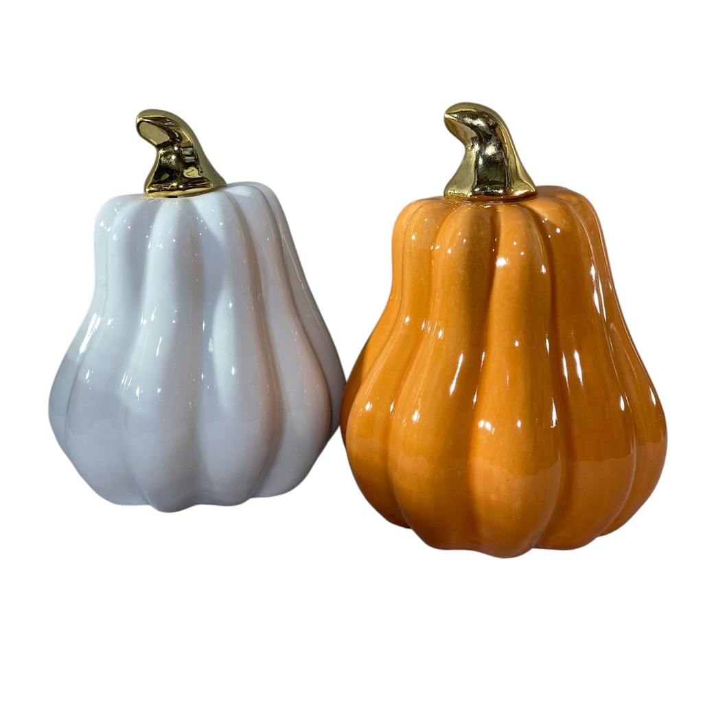 CALABAZA DE PORCELANA DOS COLORES,       13X11 CM