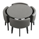 JUEGO DE COMEDOR 4 SILLAS MATERIAL: CUERO 90X90X75CM