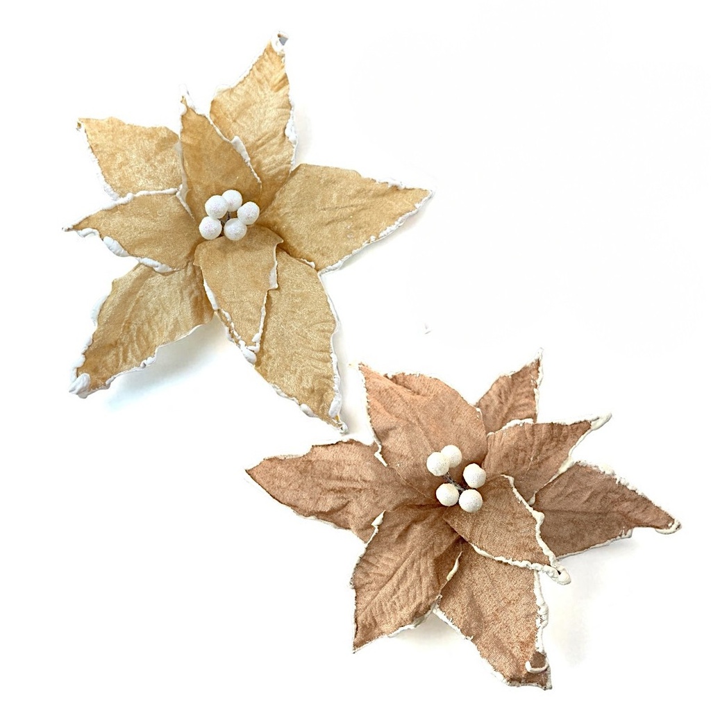 Flor navideña borde nevado 36cm, DOR-ROS