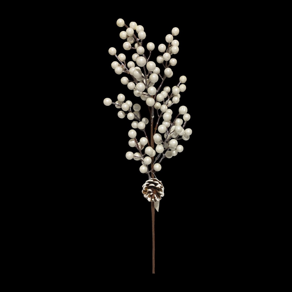 RAMA BERRIES BLANCO PERLADO C/BELLOTA 66CM