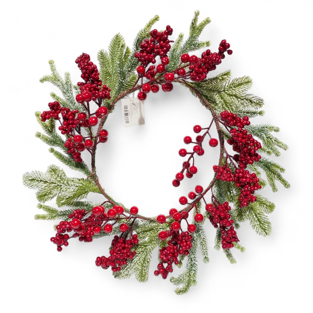 CORONA NEVADA DE BERRIES ROJOS 50CM