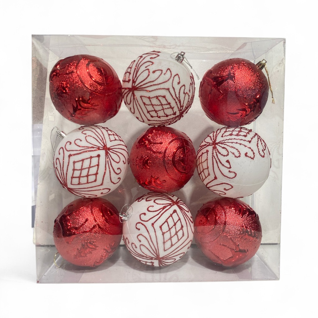 ESFERA NAVIDAD 10CM ROJO/BLANCO X9U