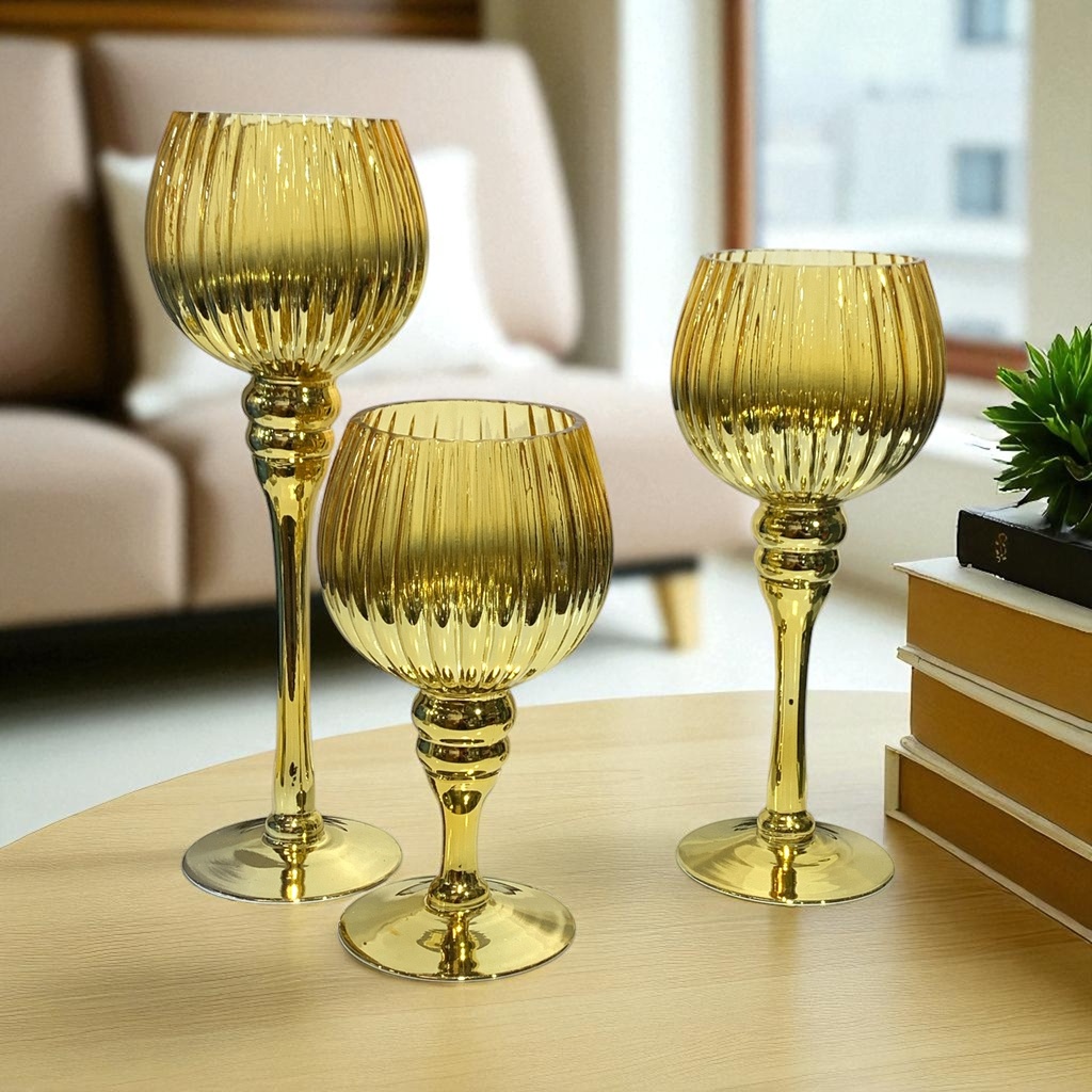 CANDELABRO DE CRISTAL DORADA X3 REF:JL-A199 25.25.30CM