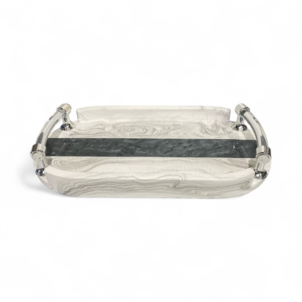 BANDEJA DECORATIVA GRIS REF:HM0897 (31X16CM)