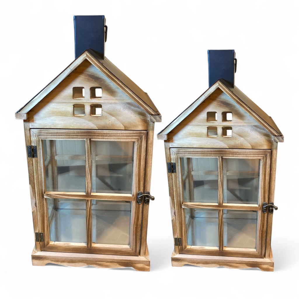 SET DE 2 FAROLES. 25X28X50CM / 18X13X35CM - REF:ES27400