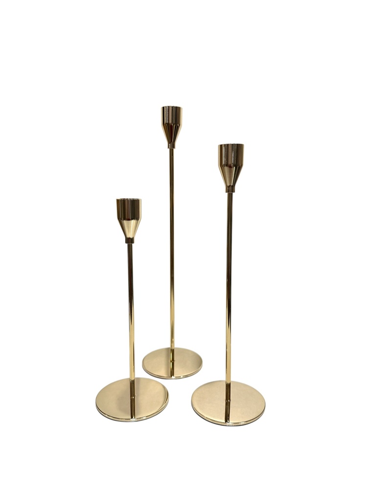 CANDELABROS DE METAL DORADO SETX3 REF:HM0702 (23-27-31CM)