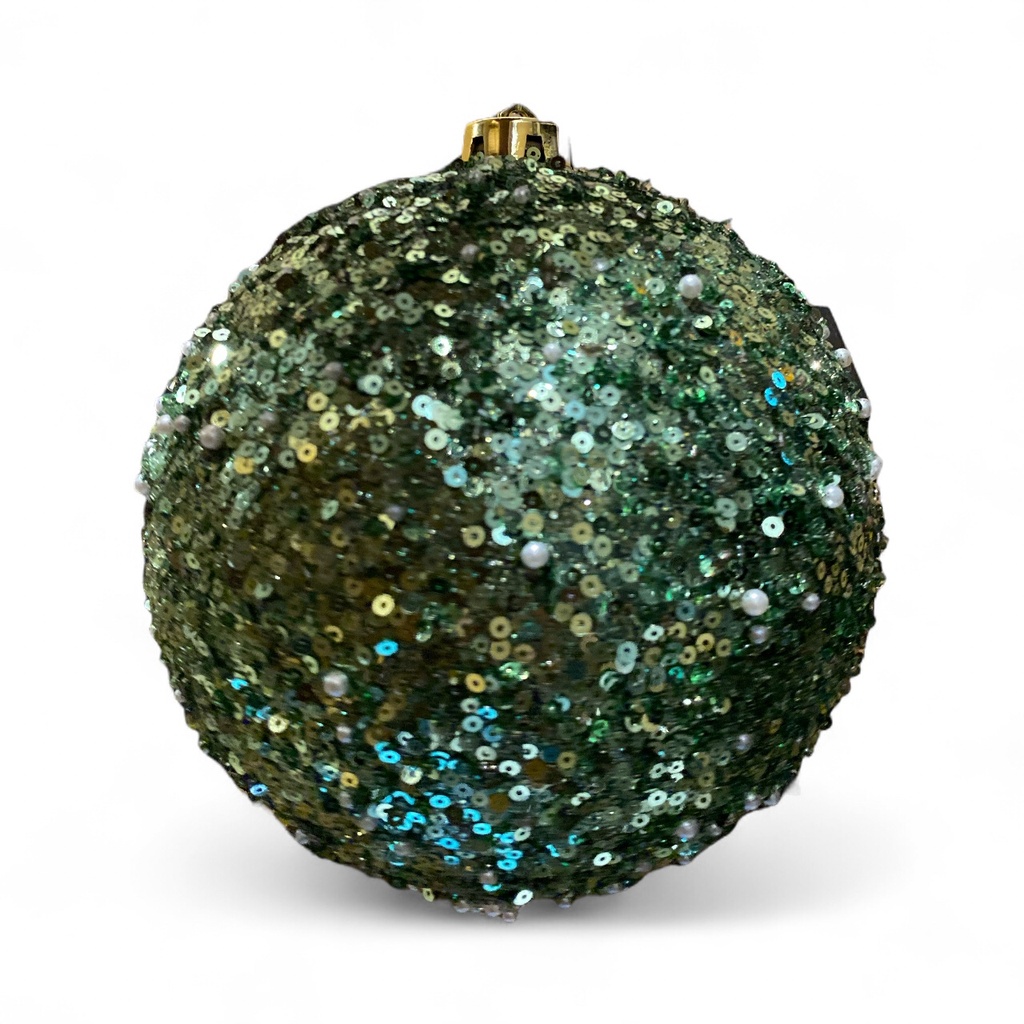 ESFERA NAVIDAD 15CM VERDE CON LENTEJUELAS REF:ES26684