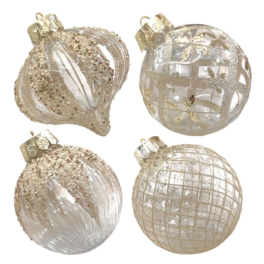 ESFERA NAVIDAD 13CM CHAMPAGNE SETX4 REF: ES26665 26X26X13CM