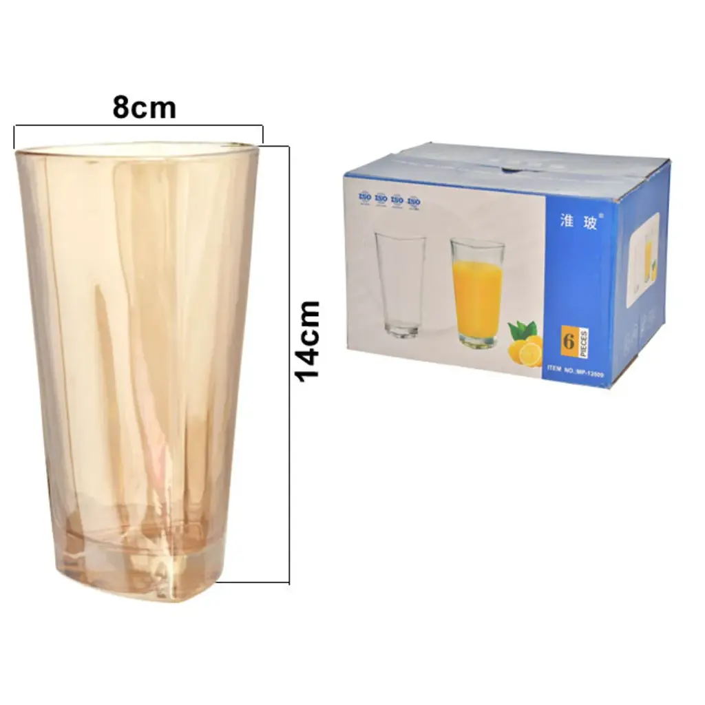 VASO DE VIDRIO X 6 REF:ES27444 13CM