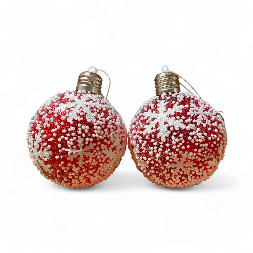 ESFERA NAVIDAD 10CM ROJA NEVADA/COPO SETX2 REF:ES26833