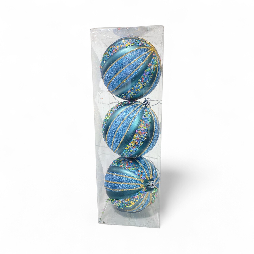 ESFERA NAVIDAD 10CM AZUL X3PZ. REF:ES27315