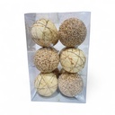 ESFERA NAVIDAD 8CM BEIGE/CHAMPAGNE SETX12PZ. REF:ES26660  15.5X1.5X24CM