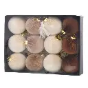 ESFERA NAVIDAD 8CM BEIGE/CAFE GAMUZADAS X12PZS. REF:ES26670 32X24