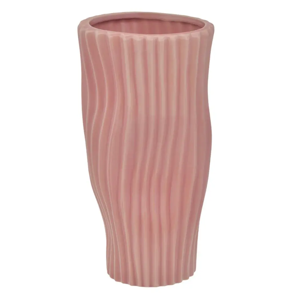 FLORERO CERAMICA DOS COLORES VERDE/ROSADO, REF:HM0624/25483.  13X25CM