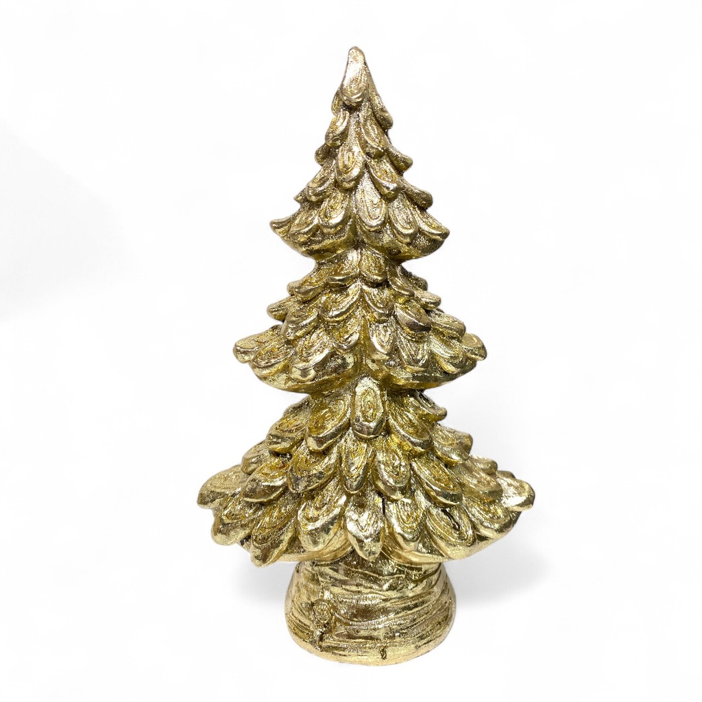 ADORNO ARBOL NAVIDAD, DORADO RESINA, TGXY0371   14X8X23CM