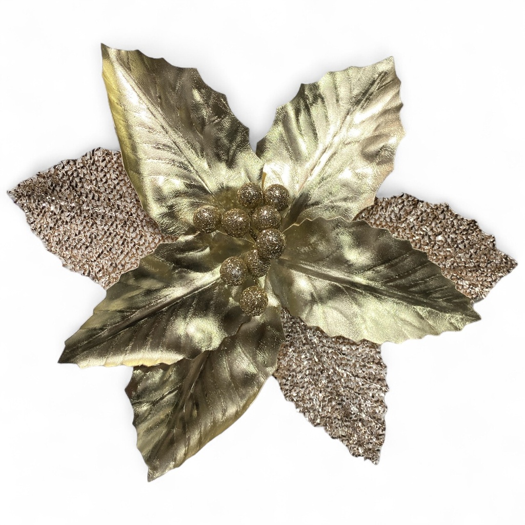 FLOR NAVIDEÑA CHAMPAGNE 28X20CM Ø28CM