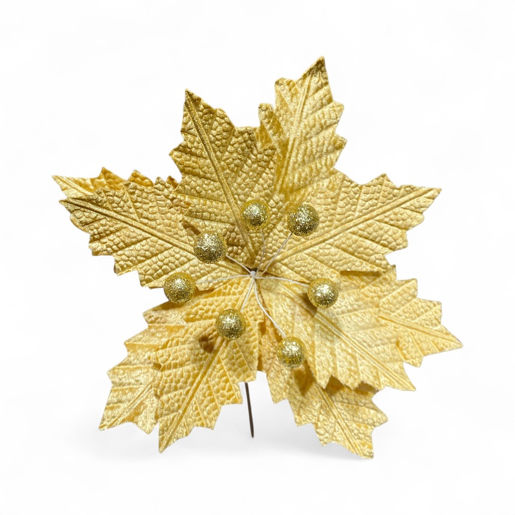FLOR NAVIDEÑA DORADA, REF:CF12-22539 W531-G.  28X60CM Ø28CM