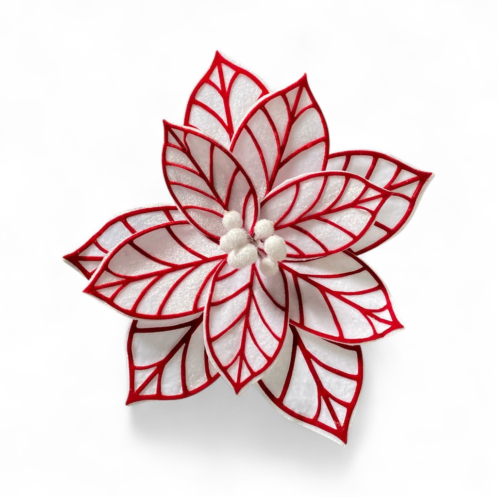 FLOR NAVIDEÑA BLANCA/ROJO REF:ES26453, 31X24CM, Ø31CM