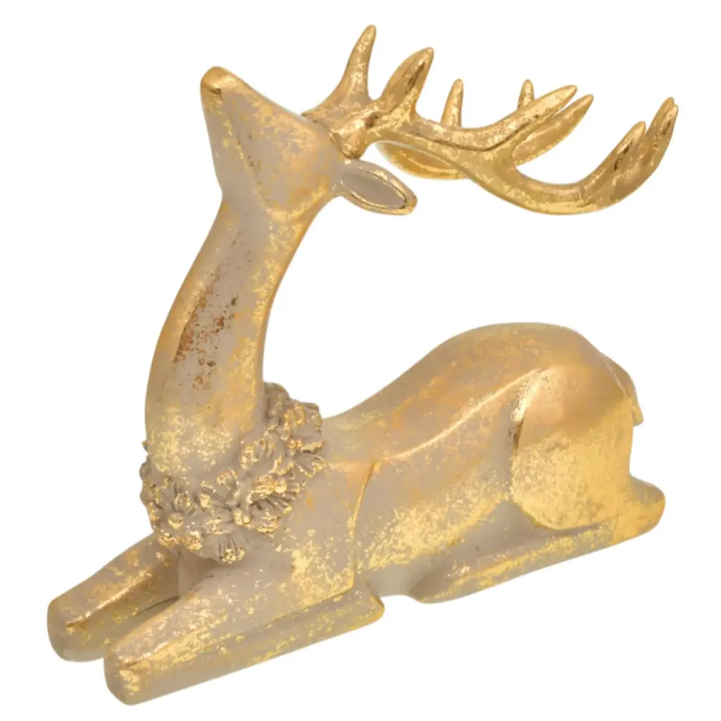 RENO NAVIDEÑO. DORADO RESINA REF:TG632805  23X9.5X20CM