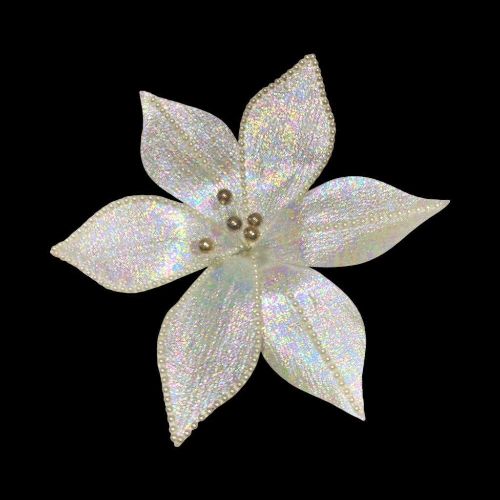 FLOR NAVIDEÑA BLANCA C/PERLAS, REF:SH23-279, 26X20CM Ø26CM